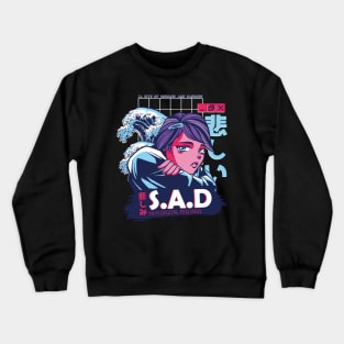 sad anime vaporwave girl Crewneck Sweatshirt